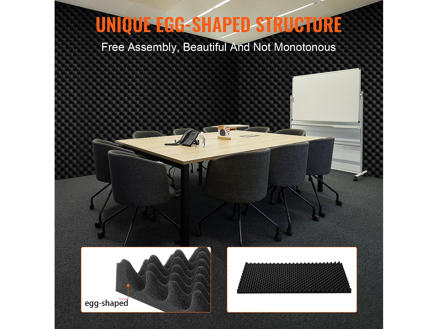 Panneaux en Mousse Acoustique SucceBuy Lot de 2 Panneaux en Mousse Acoustique 121.92 x 60.96 x 5.08 cm pour Mur et Plafond de Studio