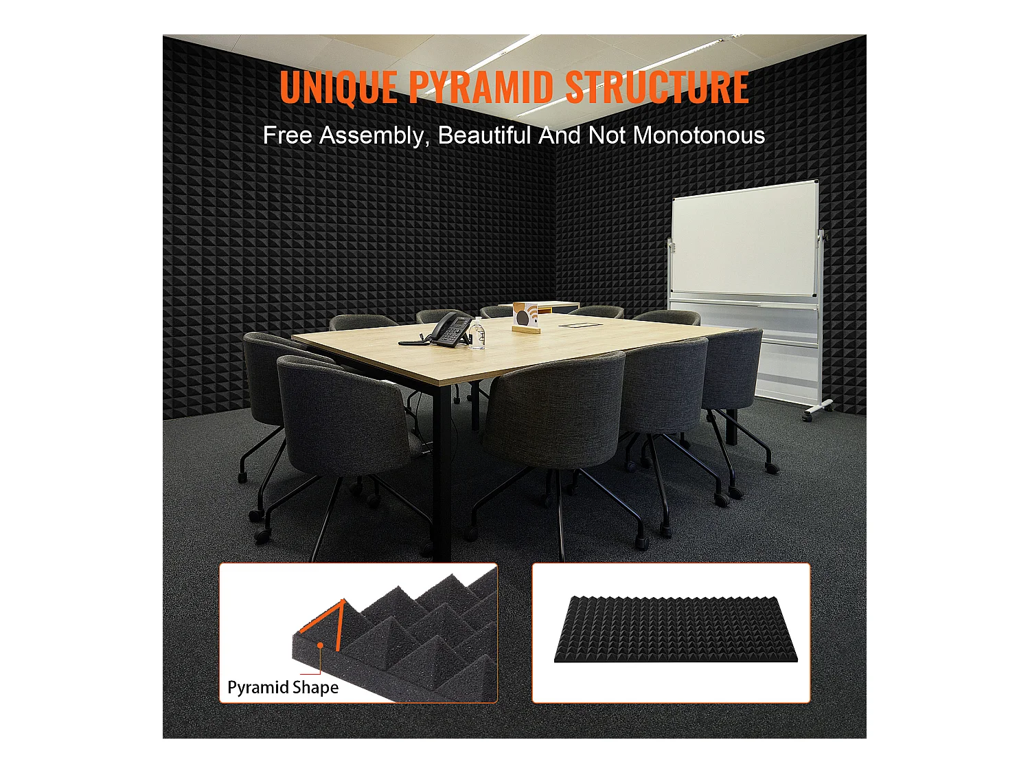 Panneaux en Mousse Acoustique SucceBuy Panneaux en Mousse Acoustique, Lot de 4, 121.92 x 60.96 x 5.08 cm pour Mur et Plafond de Studio