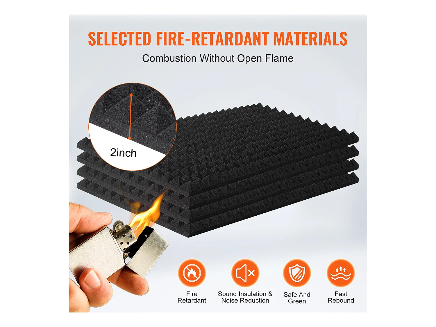 Panneaux en Mousse Acoustique SucceBuy Panneaux en Mousse Acoustique, Lot de 4, 121.92 x 60.96 x 5.08 cm pour Mur et Plafond de Studio