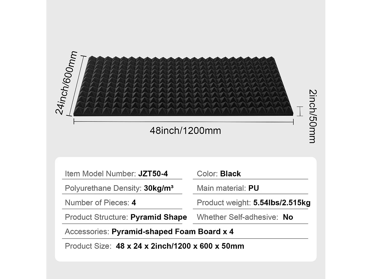 Pannelli in Schiuma Acustica SucceBuy Pannelli Acustici in Schiuma, Confezione da 4, 121.92 x 60.96 x 5.08 cm per Pareti e Soffitti di Studi