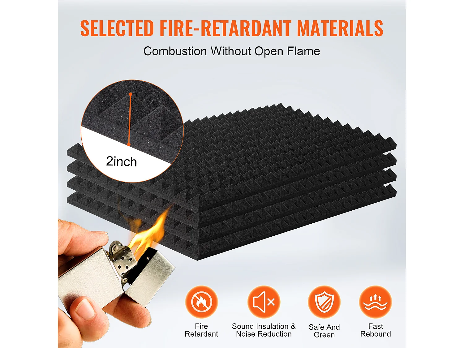 Pannelli in Schiuma Acustica SucceBuy Pannelli Acustici in Schiuma, Confezione da 4, 121.92 x 60.96 x 5.08 cm per Pareti e Soffitti di Studi