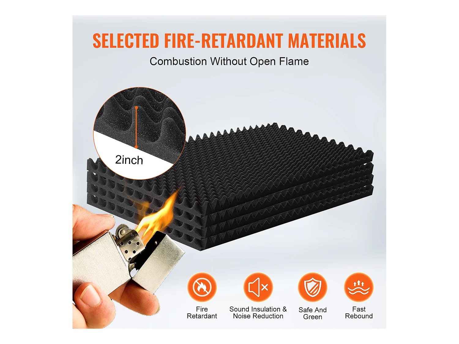 Panneaux en Mousse Acoustique SucceBuy Panneaux en Mousse Acoustique, Lot de 4, 121.92 x 60.96 x 5.08 cm pour Studio