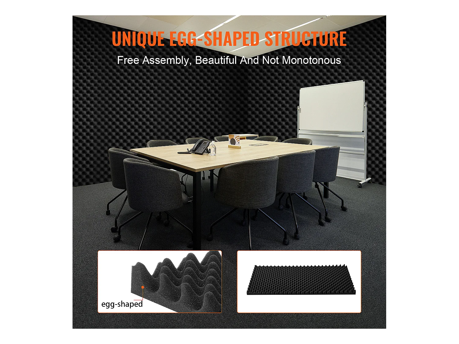 Panneaux en Mousse Acoustique SucceBuy Panneaux en Mousse Acoustique, Lot de 4, 121.92 x 60.96 x 5.08 cm pour Studio