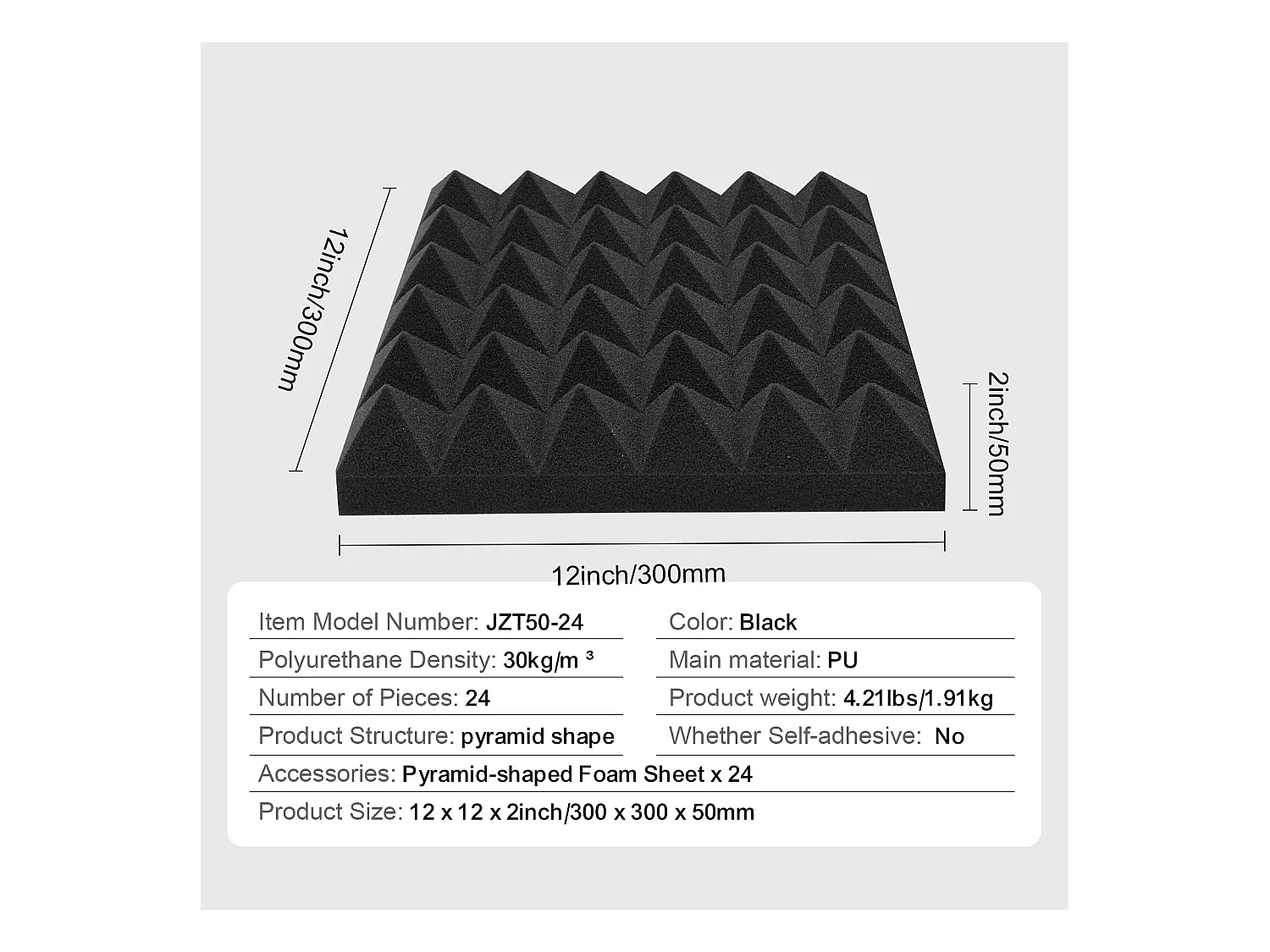 Panneaux en Mousse Acoustique SucceBuy Lot de 24 Panneaux en Mousse Acoustique 30.48 x 30.48 x 5.08 cm pour Studio