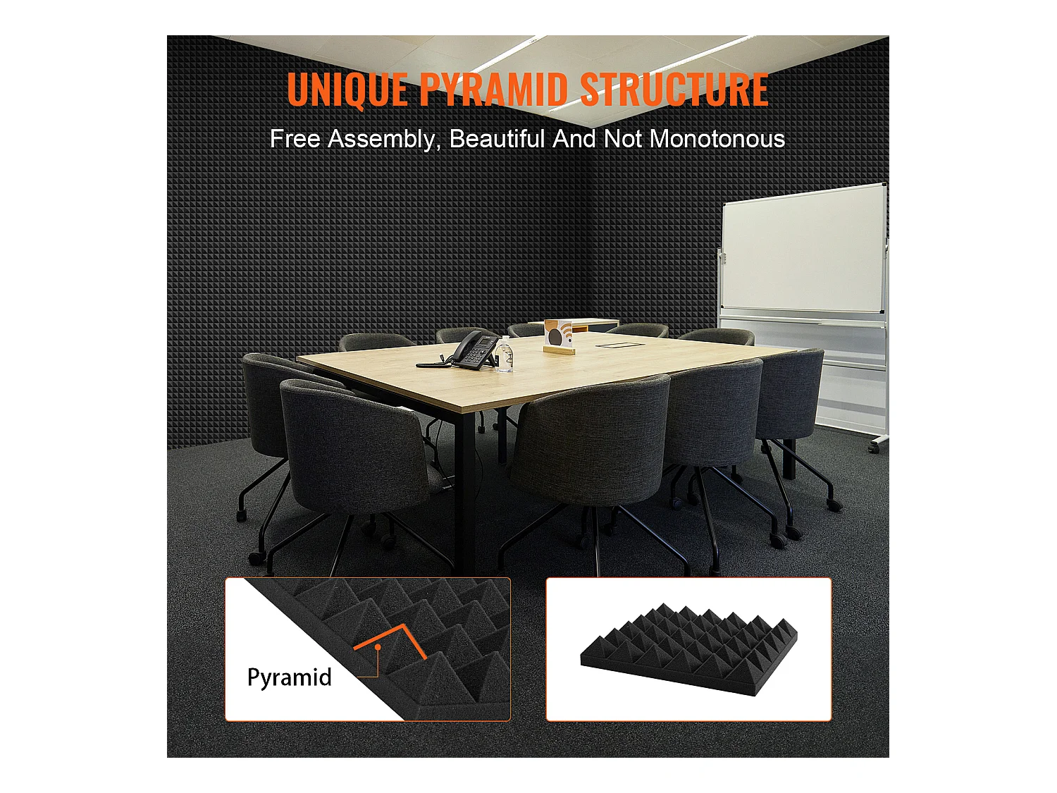 Panneaux en Mousse Acoustique SucceBuy Lot de 24 Panneaux en Mousse Acoustique 30.48 x 30.48 x 5.08 cm pour Studio