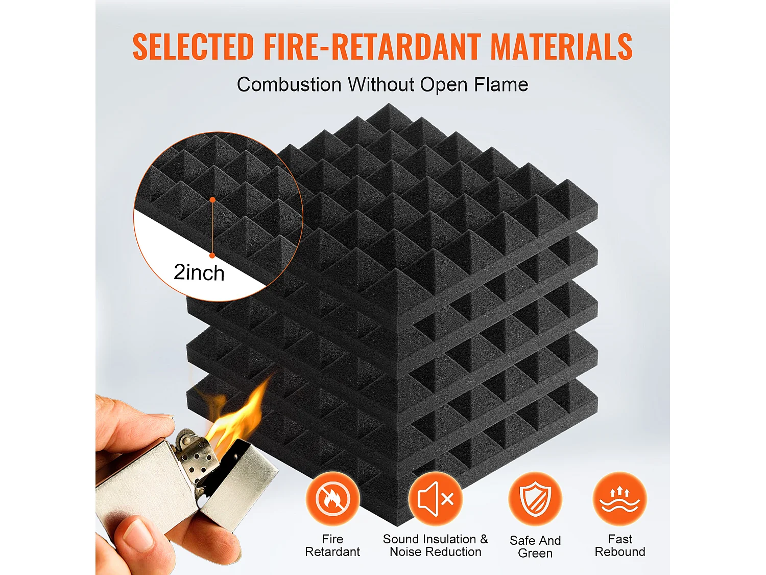 Panneaux en Mousse Acoustique SucceBuy Lot de 24 Panneaux en Mousse Acoustique 30.48 x 30.48 x 5.08 cm pour Studio