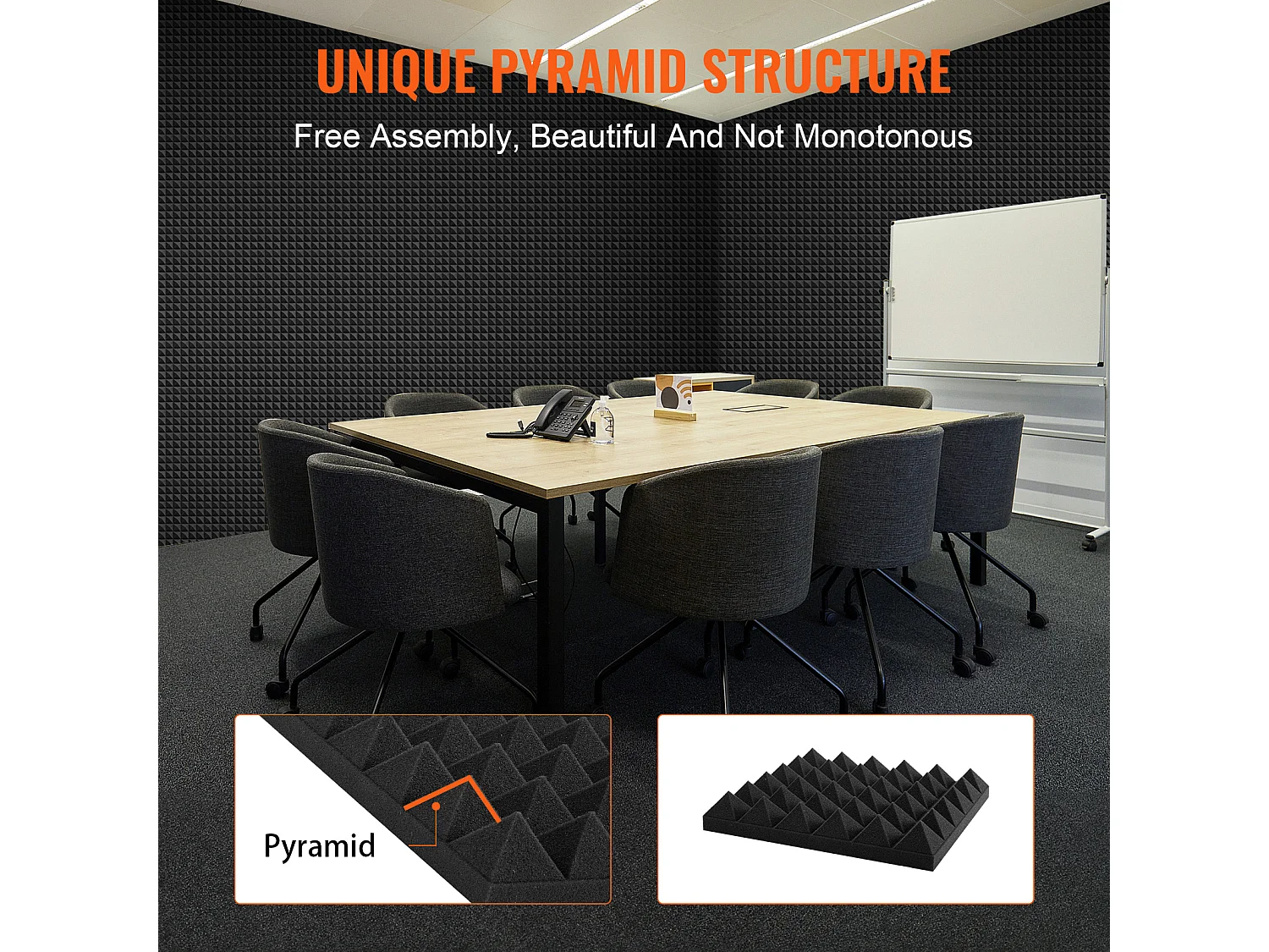 Panneaux en Mousse Acoustique SucceBuy Lot de 24 Panneaux en Mousse Acoustique 30.48 x 30.48 x 5.08 cm pour Studio