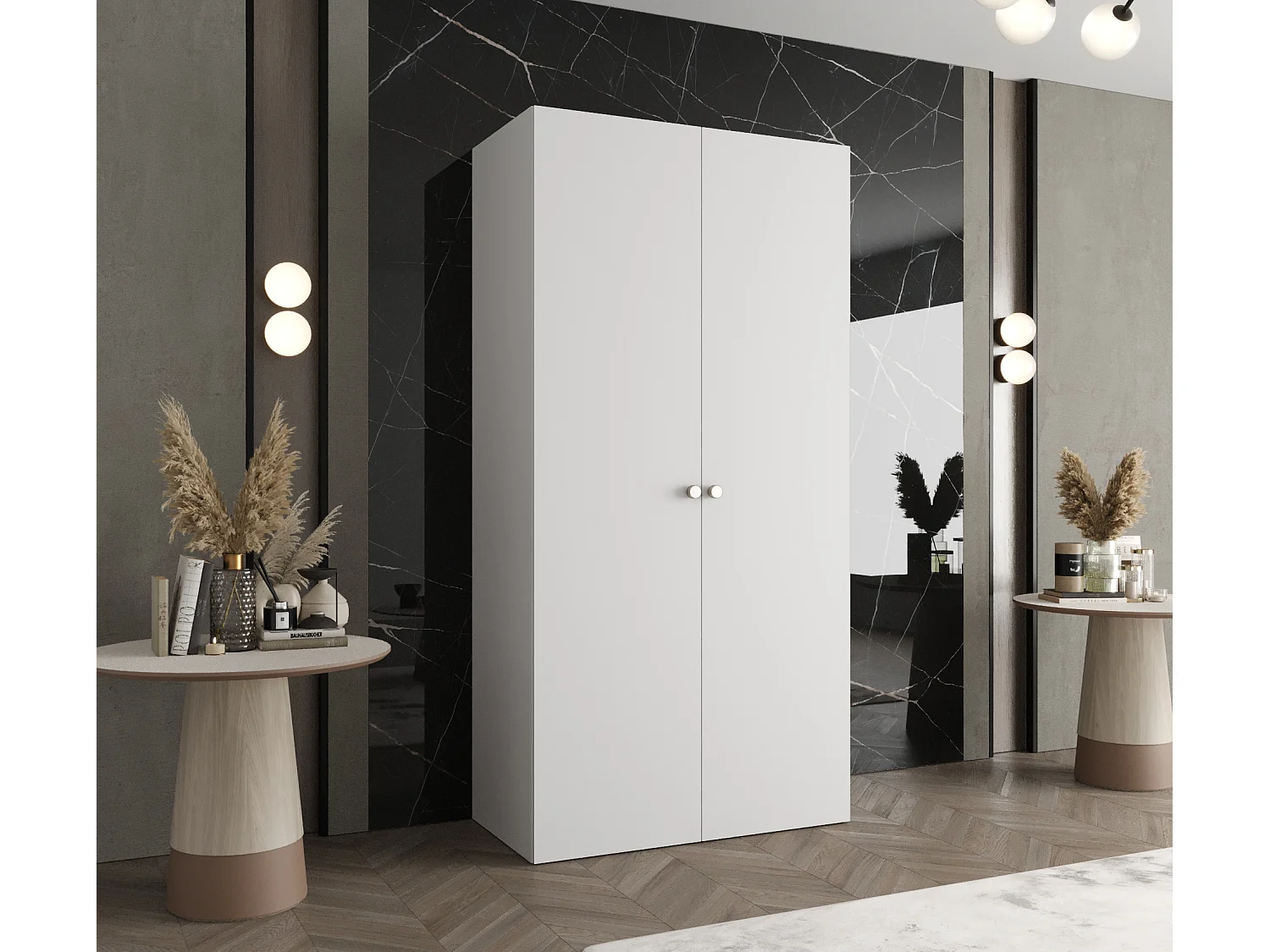 Armoire à portes battantes Parma 1 202/100/52 2 portes (Blanc)