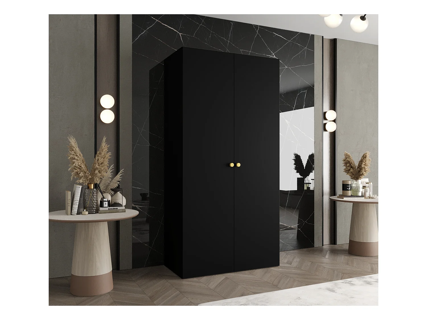 Drehtürenschrank Parma 1 202/100/52 2-türig (Schwarz)