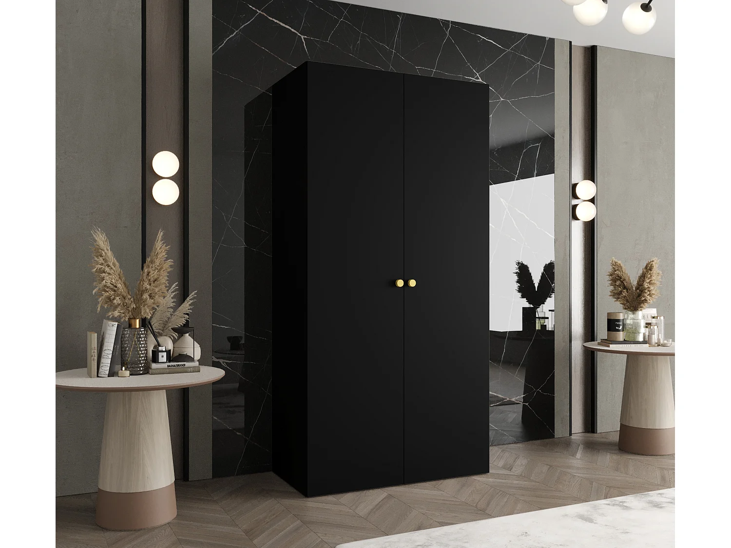 Armoire à portes battantes Parma 1 202/100/52 2 portes (Noir)