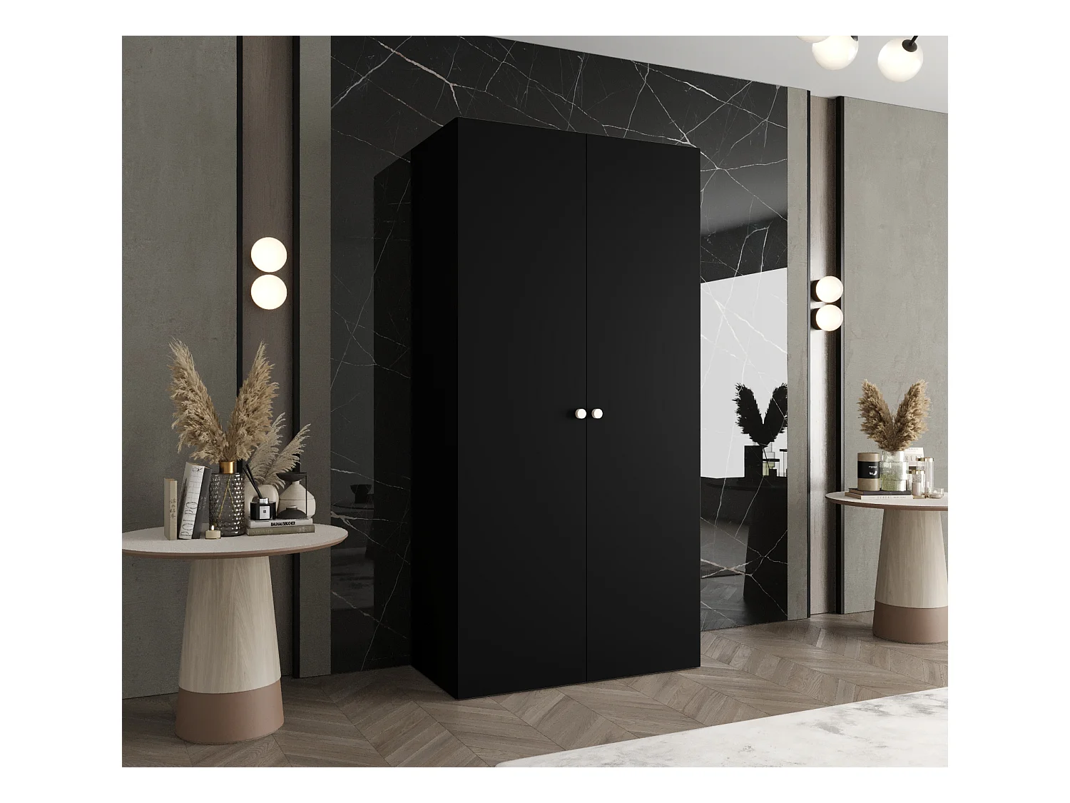 Drehtürenschrank Parma 1 202/100/52 2-türig (Schwarz)