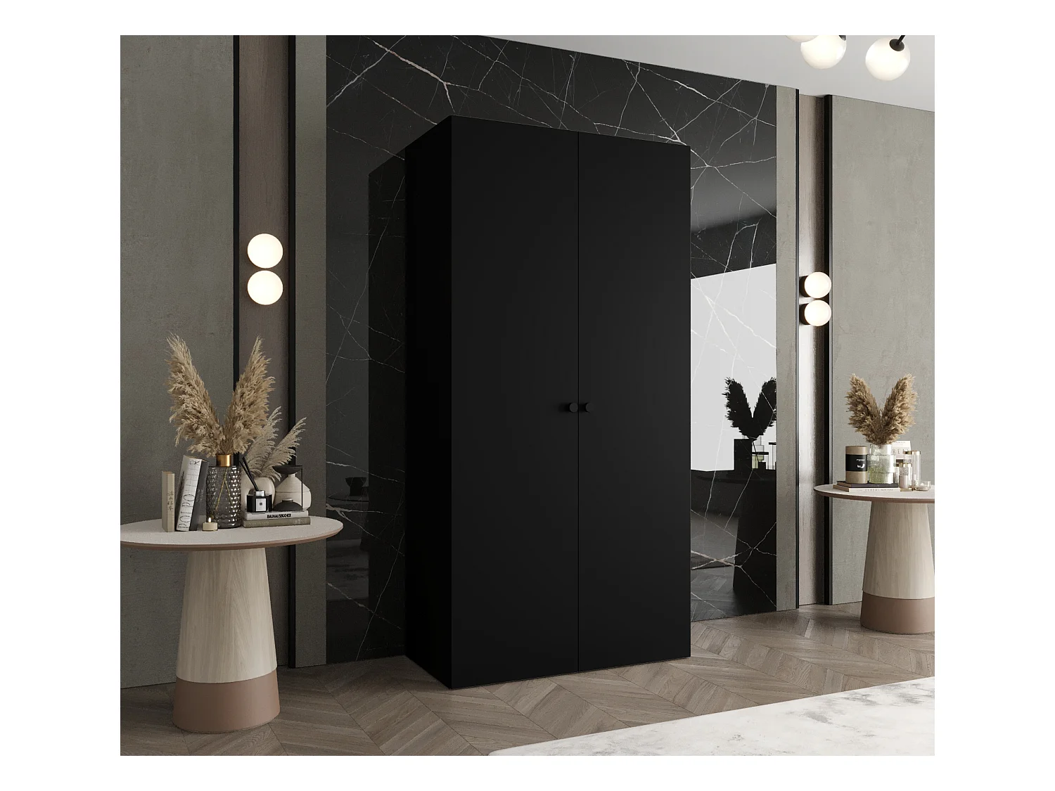 Armoire à portes battantes Parma 1 202/100/52 2 portes (Noir)