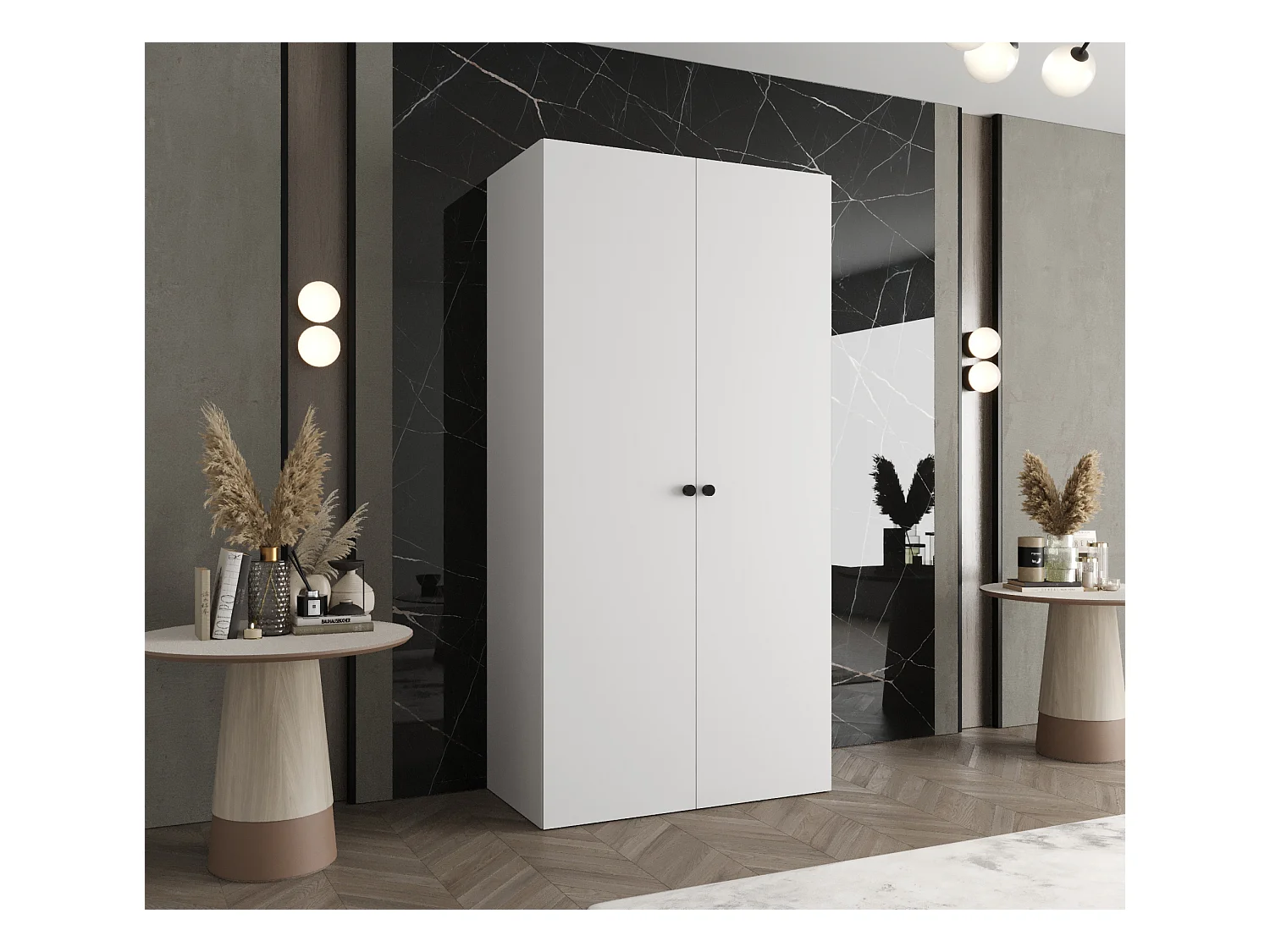 Armoire à portes battantes Parma 1 202/100/52 2 portes (Blanc)