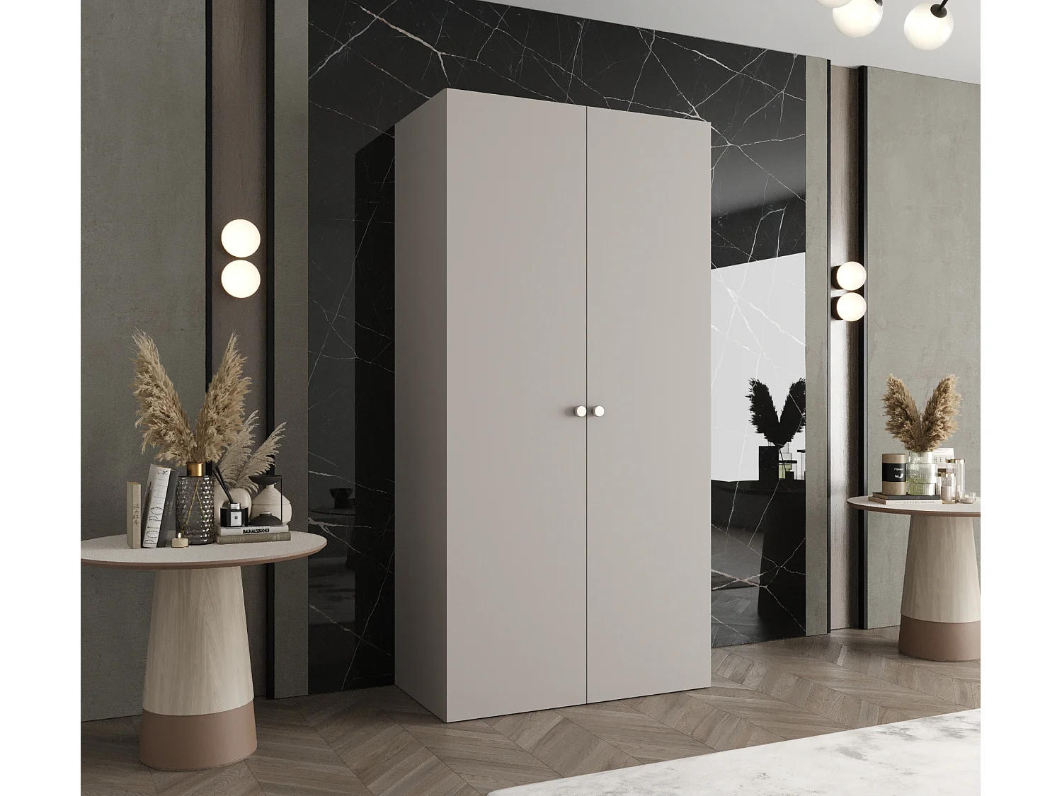 Armoire à portes battantes Parma 1 202/100/52 2 portes (Cachemire)