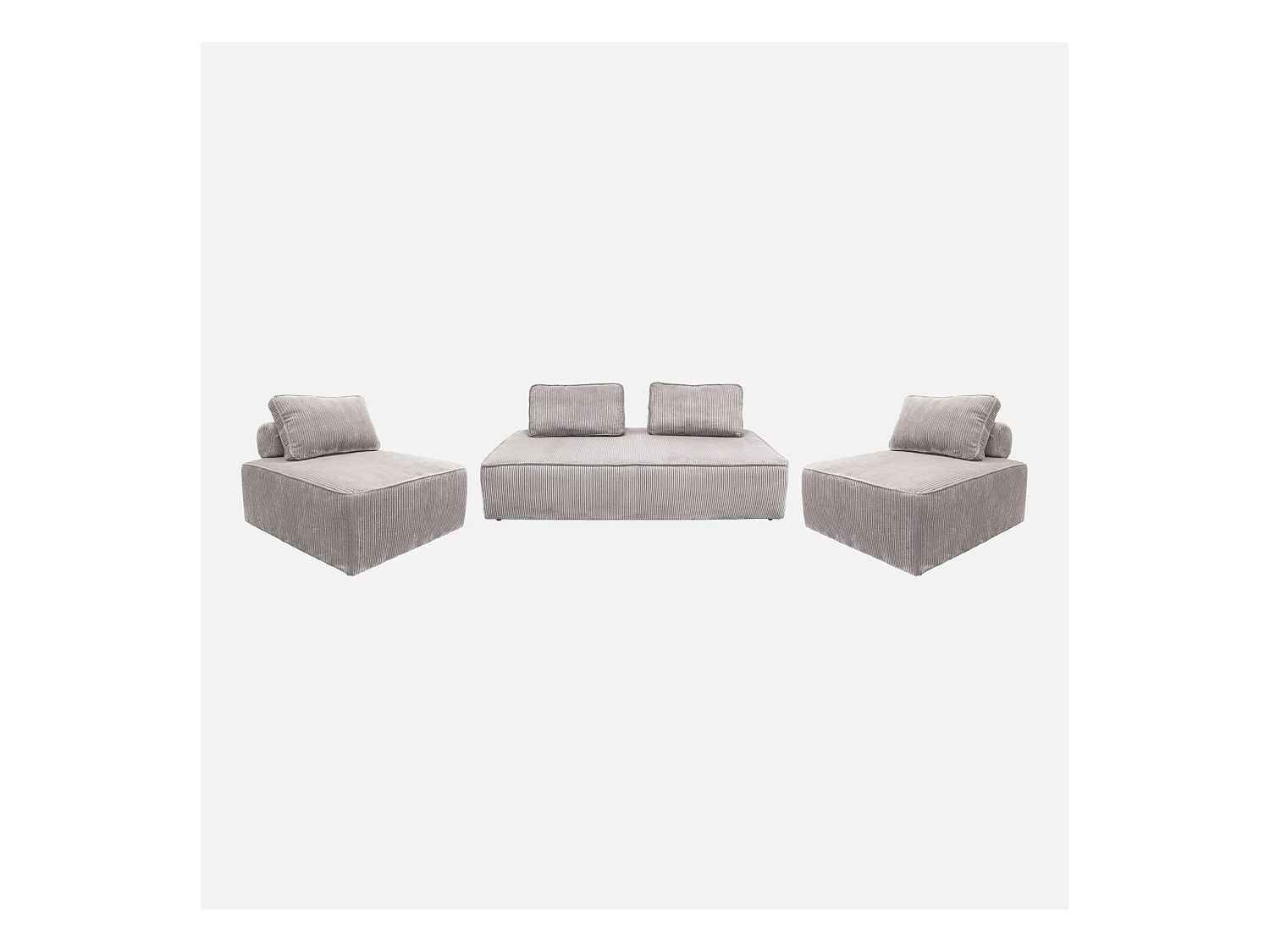 Ensemble chauffeuses LAO pour canapé modulable en velours côtelé 4 places gris clair