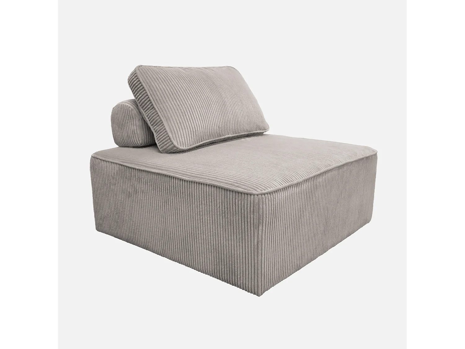 Sofá modular de pana, 3 plazas gris claro