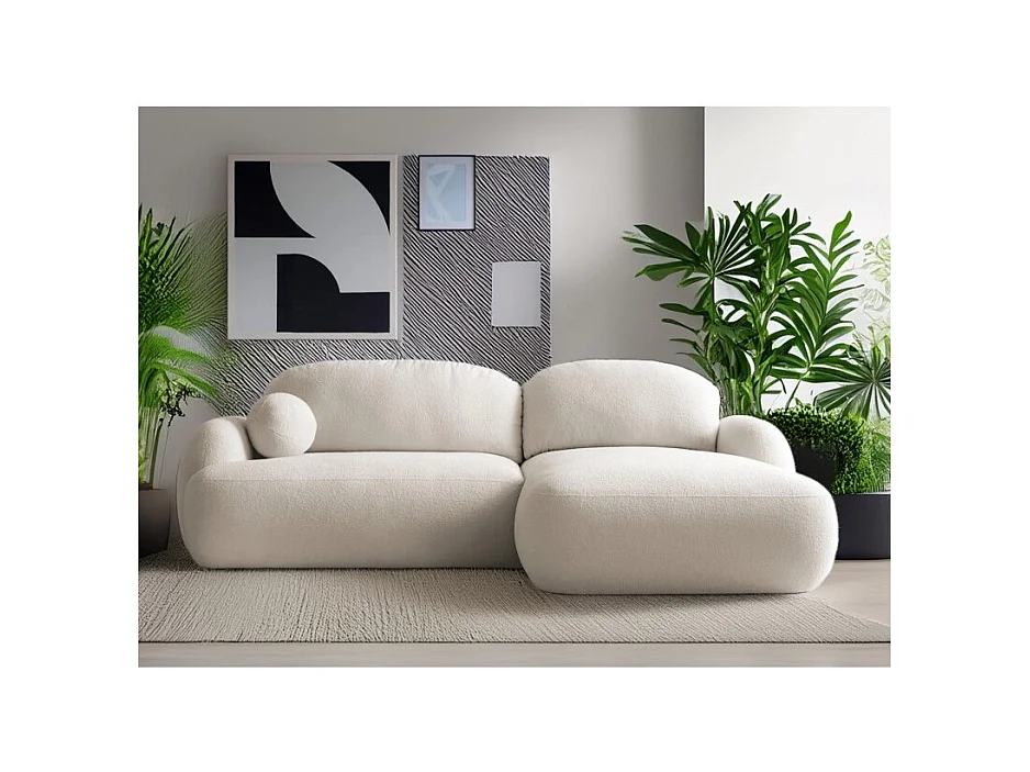 Canapé d'Angle Convertible en Tissu Bouclette Morizia style Japandi