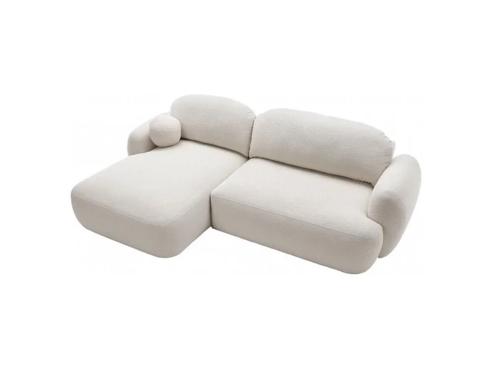 Canapé d'Angle Convertible en Tissu Bouclette Morizia style Japandi