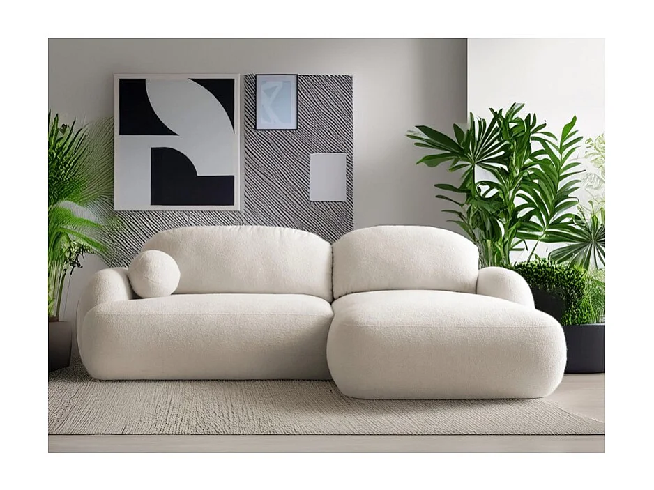 Canapé d'Angle Convertible en Tissu Bouclette Morizia style Japandi