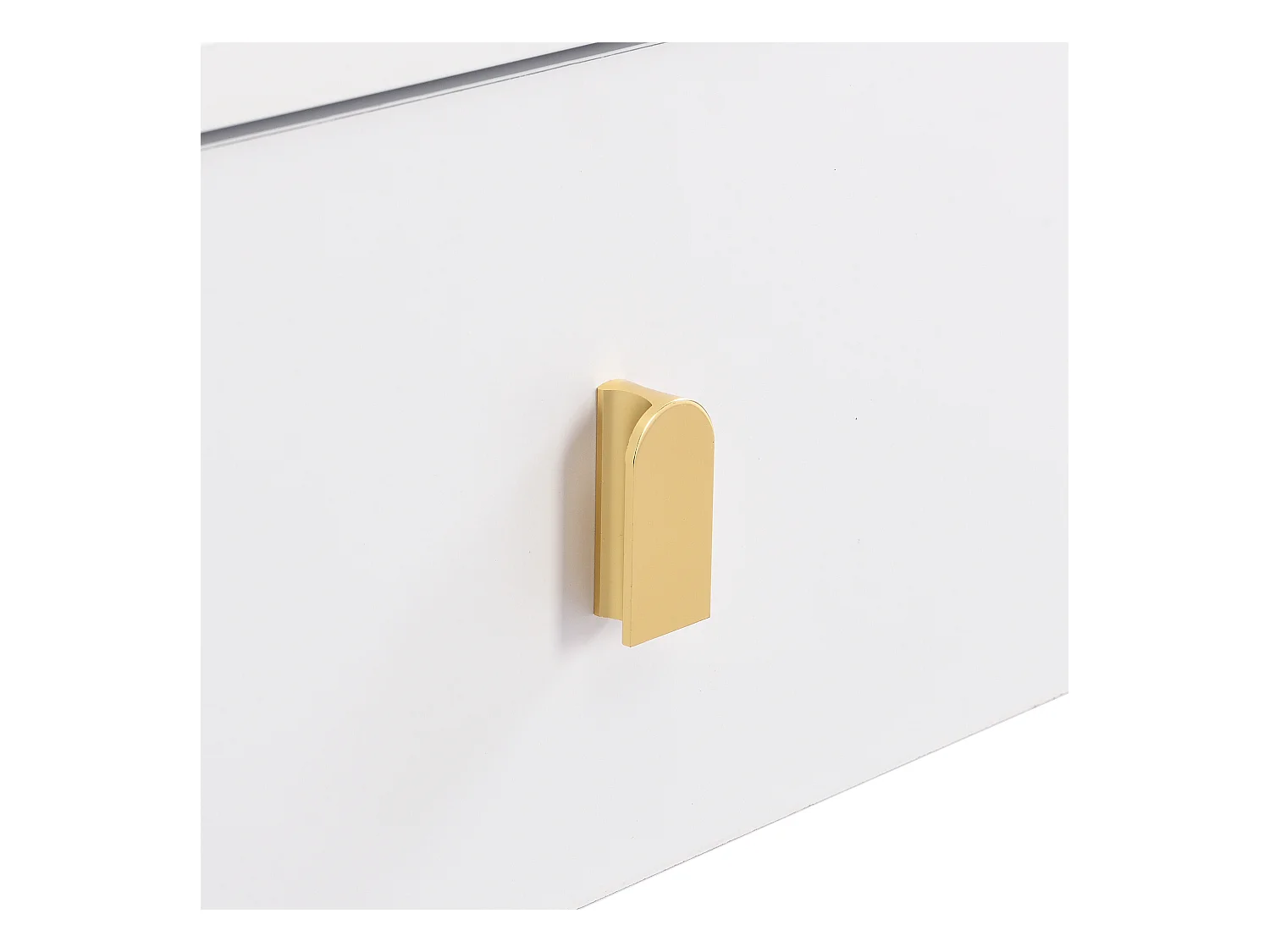 URBAN MEUBLE Table basse ovale blanche avec tiroirs et pieds dorés