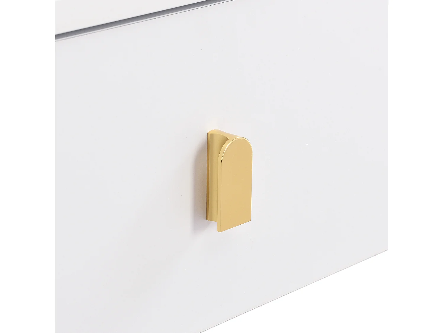 URBAN MEUBLE Table basse ovale blanche avec tiroirs et pieds dorés