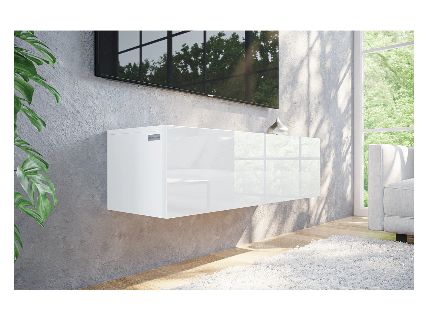 Meuble TV 105 cm 140 cm Banc Télé  Suspendu Banc Télévision Moderne Flottante pour Salon