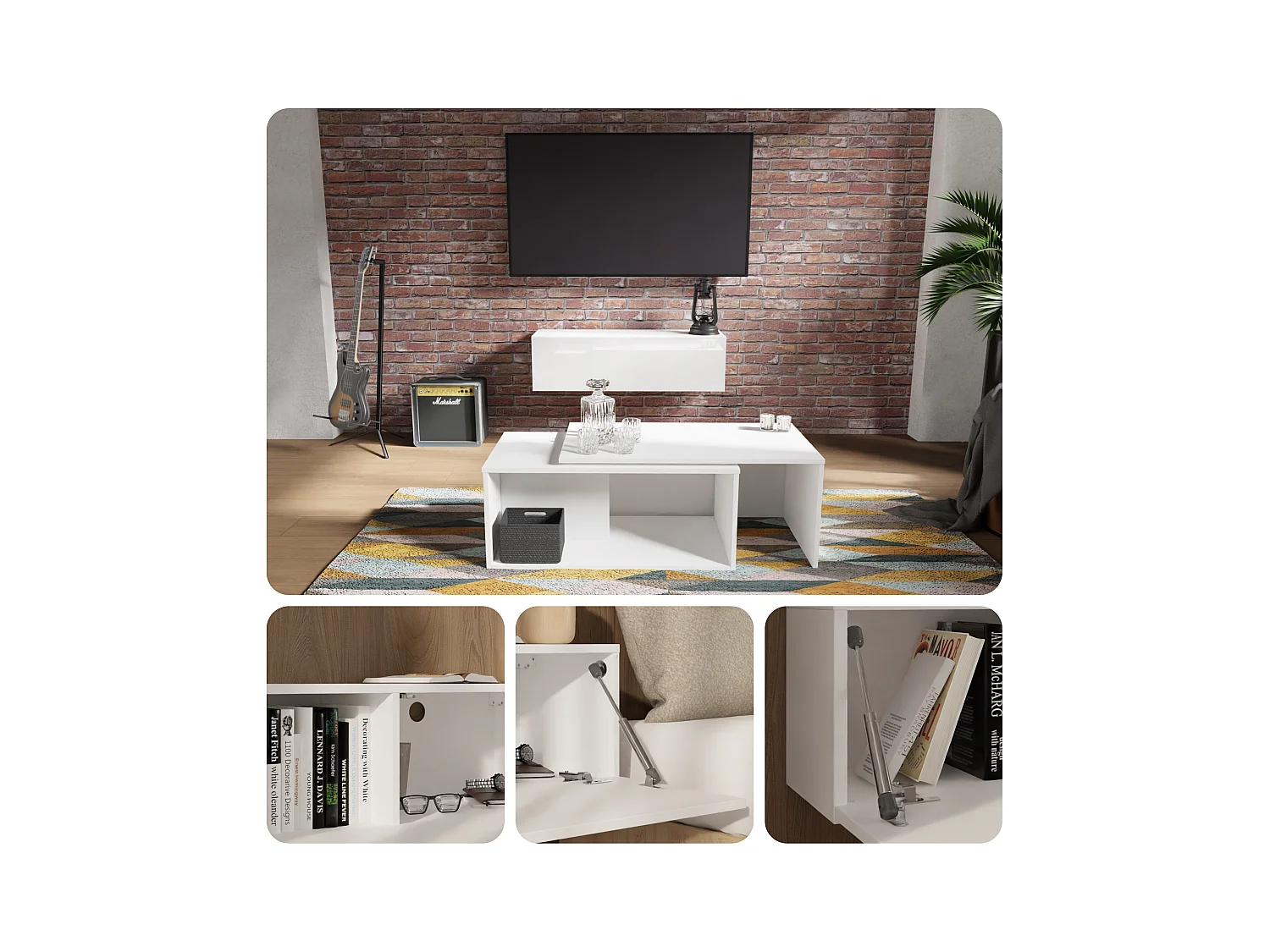 Meuble TV 105 cm 140 cm Banc Télé  Suspendu Banc Télévision Moderne Flottante pour Salon