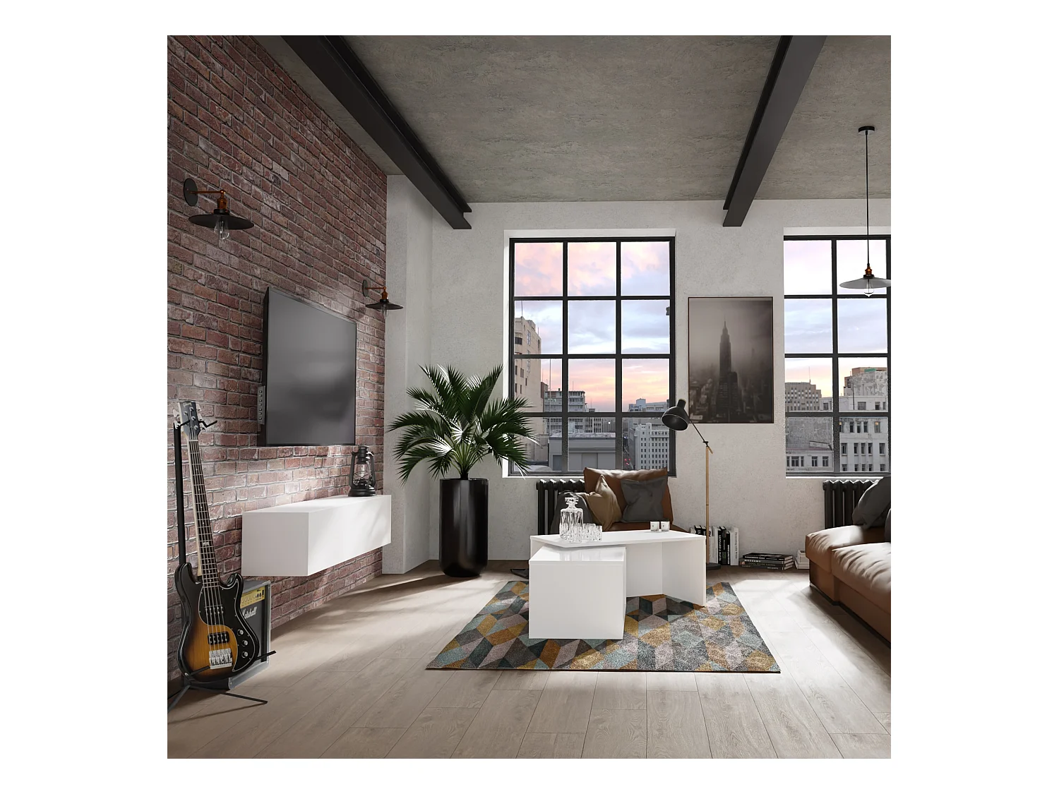 Meuble TV 105 cm 140 cm Banc Télé  Suspendu Banc Télévision Moderne Flottante pour Salon