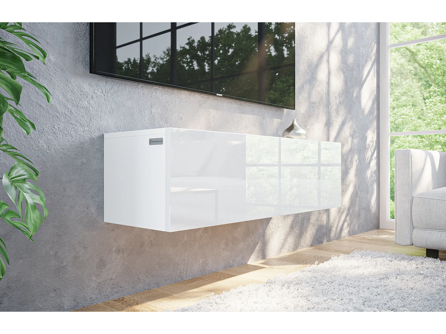 Meuble TV 105 cm 140 cm Banc Télé  Suspendu Banc Télévision Moderne Flottante pour Salon