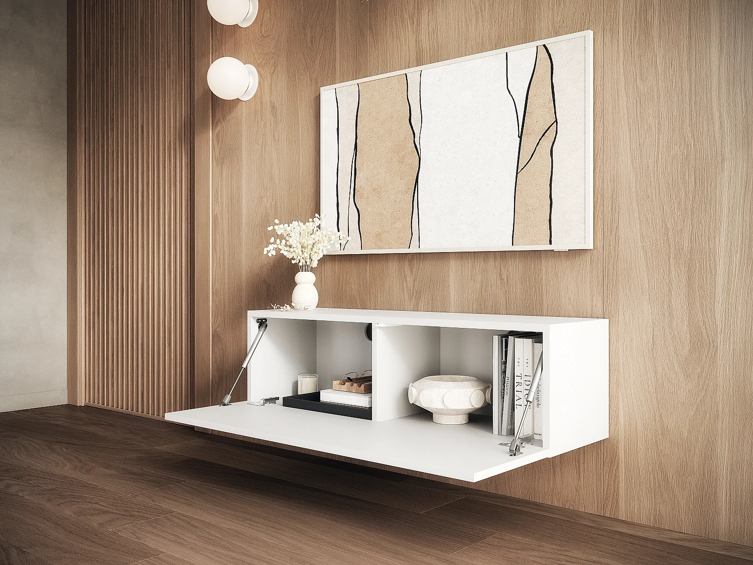 Meuble TV 105 cm 140 cm Banc Télé  Suspendu Banc Télévision Moderne Flottante pour Salon