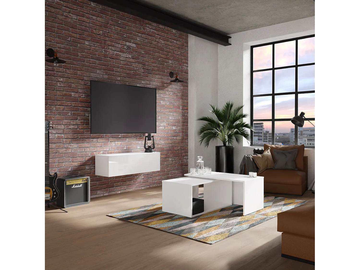 Meuble TV 105 cm 140 cm Banc Télé  Suspendu Banc Télévision Moderne Flottante pour Salon