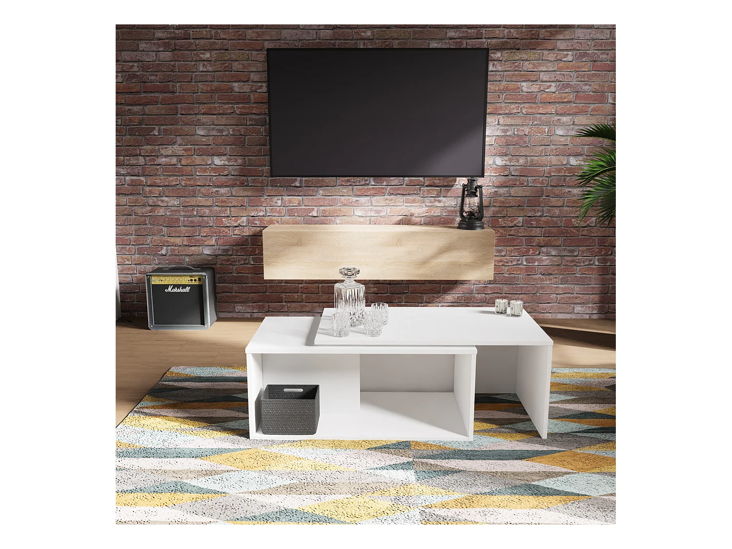 Meuble TV 105 cm 140 cm Banc Télé  Suspendu Banc Télévision Moderne Flottante pour Salon