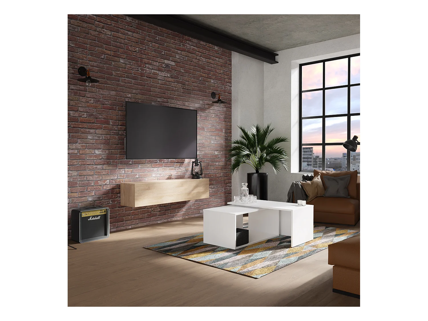 Meuble TV 105 cm 140 cm Banc Télé  Suspendu Banc Télévision Moderne Flottante pour Salon