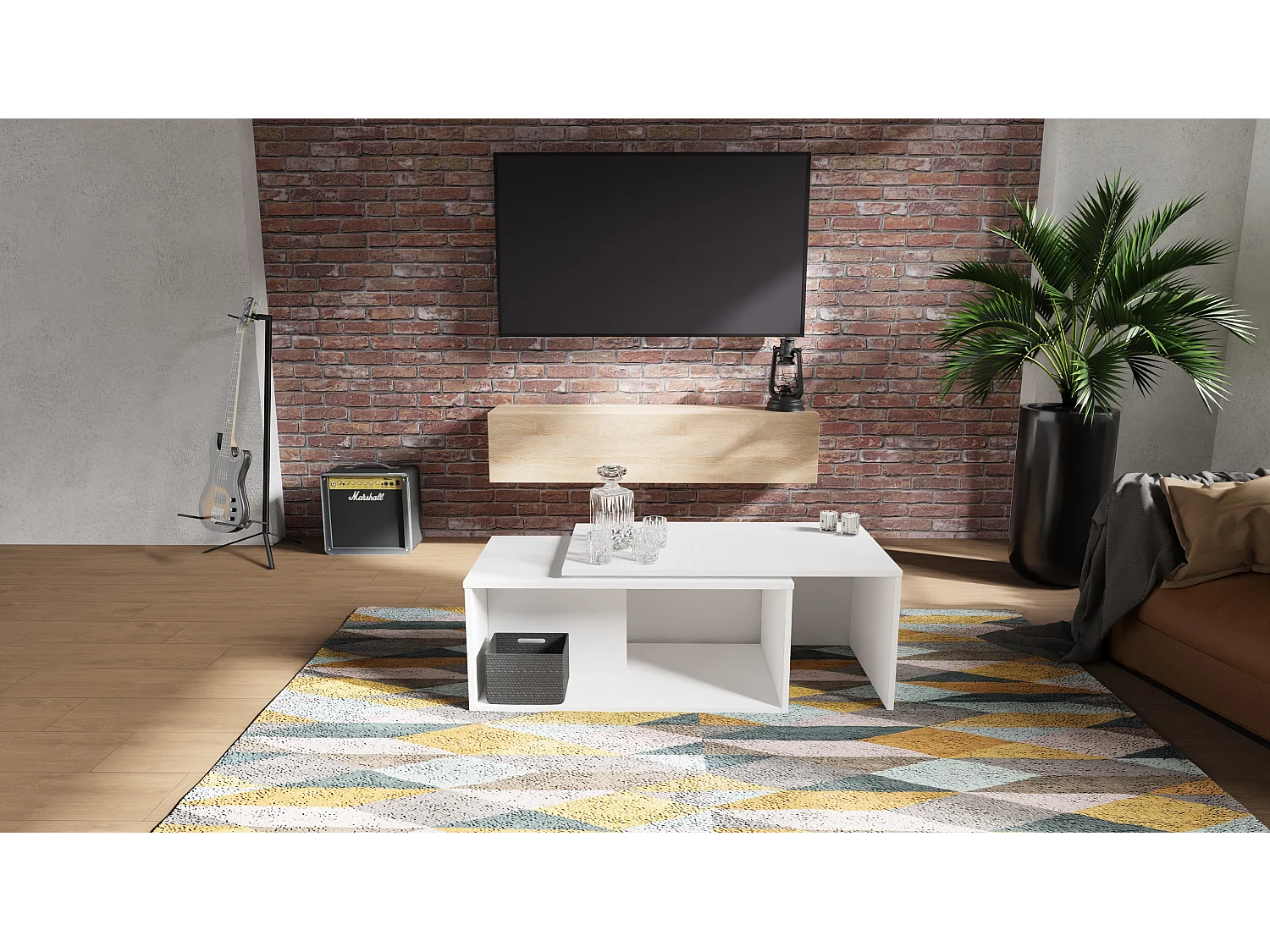Meuble TV 105 cm 140 cm Banc Télé  Suspendu Banc Télévision Moderne Flottante pour Salon