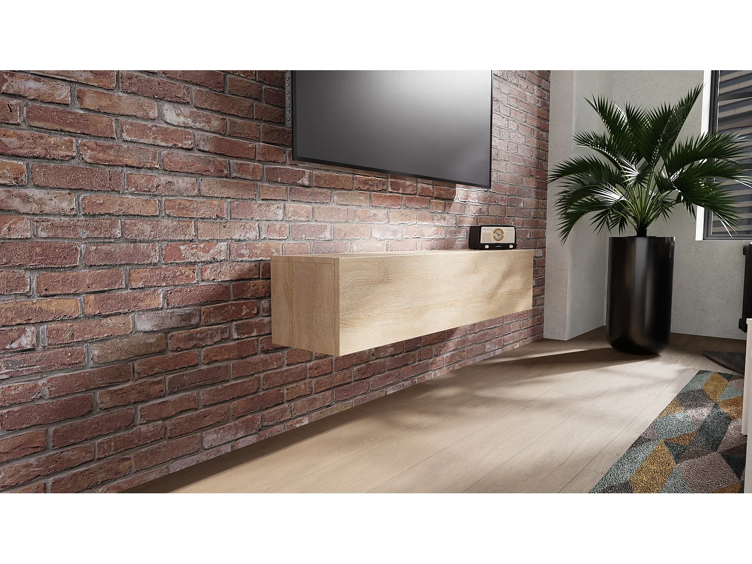 Meuble TV 105 cm 140 cm Banc Télé  Suspendu Banc Télévision Moderne Flottante pour Salon