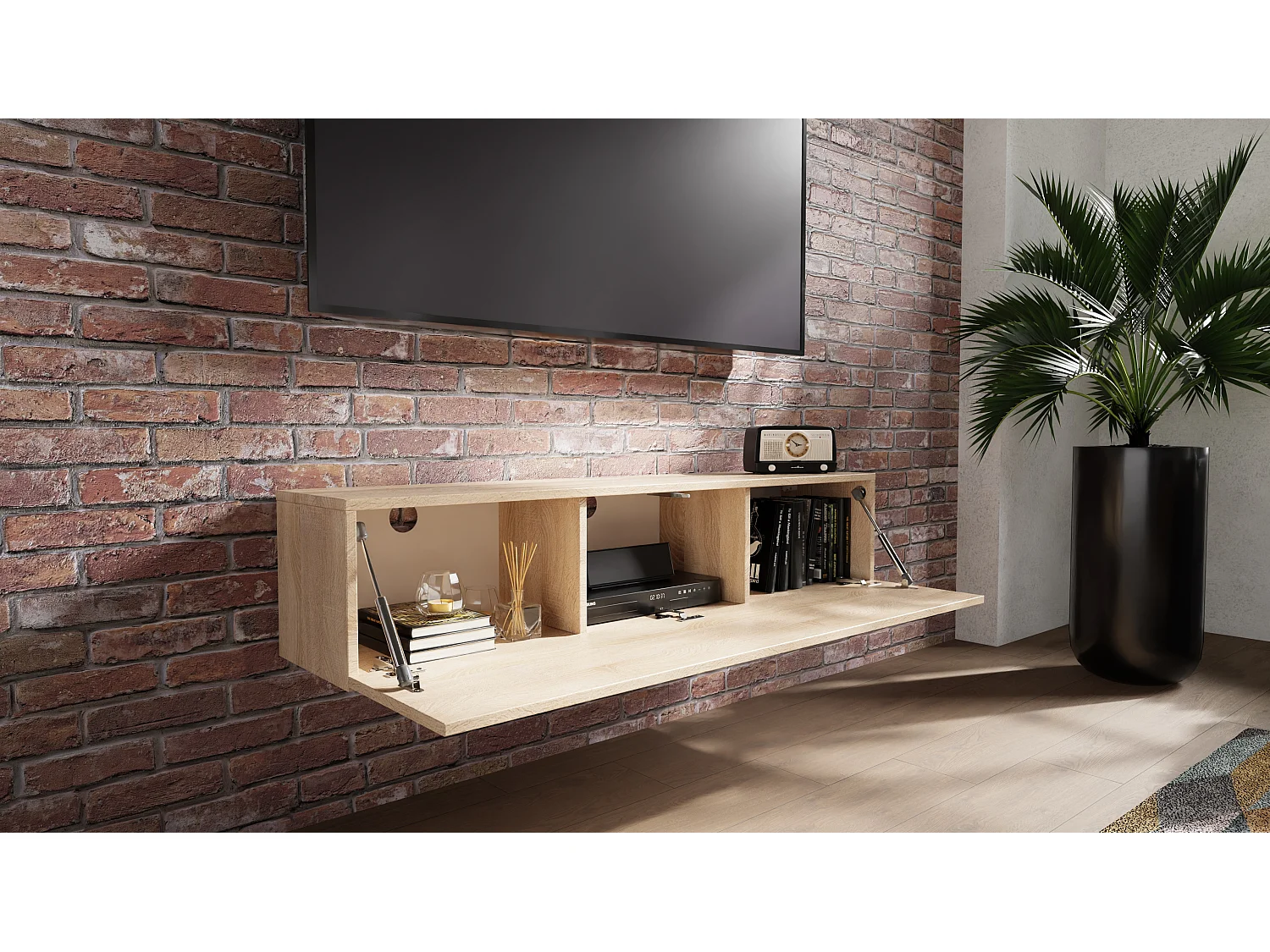 Meuble TV 105 cm 140 cm Banc Télé  Suspendu Banc Télévision Moderne Flottante pour Salon