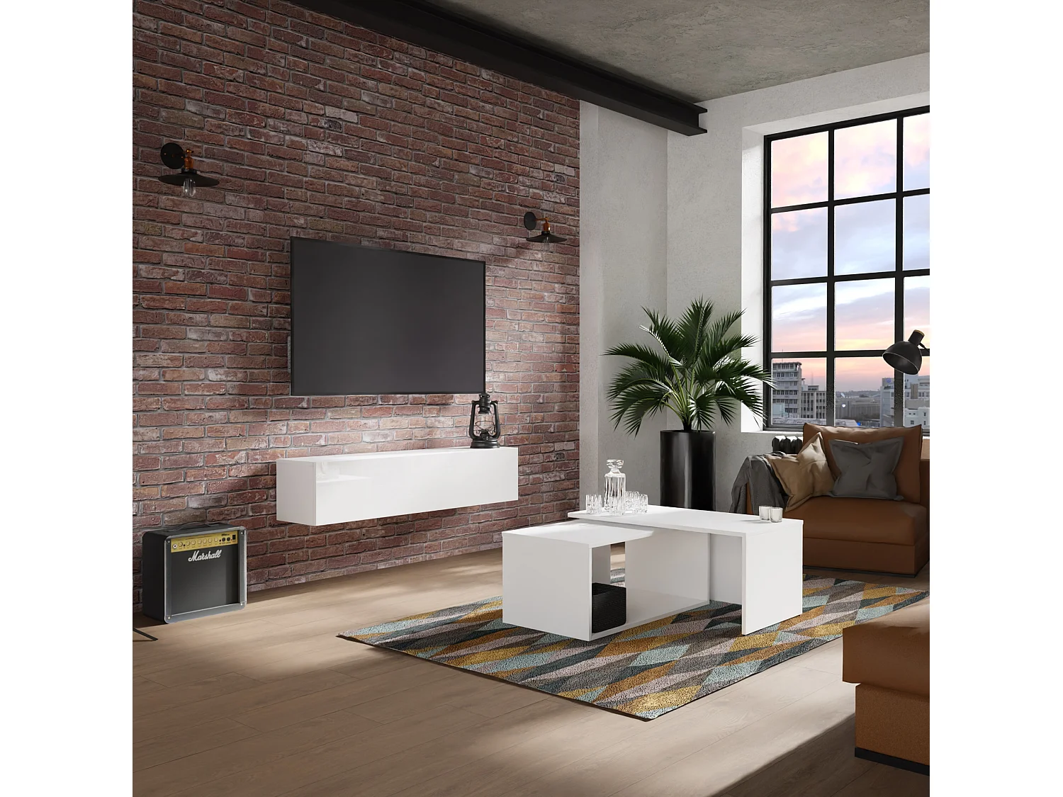 Meuble TV 105 cm 140 cm Banc Télé  Suspendu Banc Télévision Moderne Flottante pour Salon