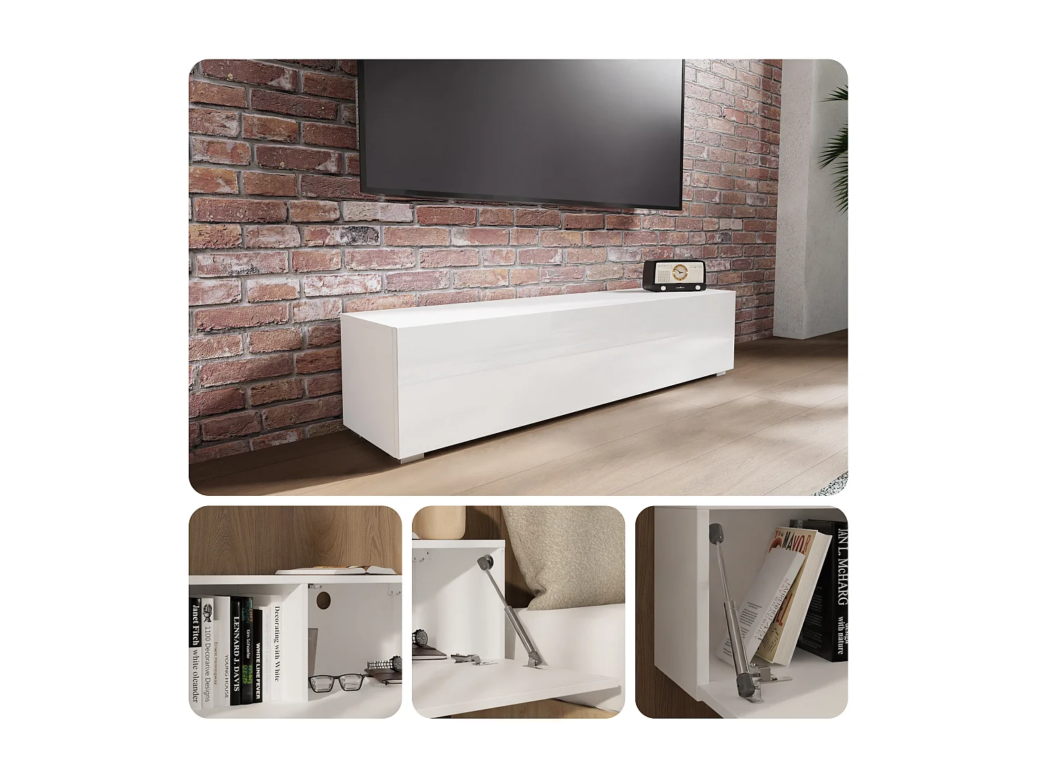 Meuble TV 105 cm 140 cm Banc Télé  Suspendu Banc Télévision Moderne Flottante pour Salon