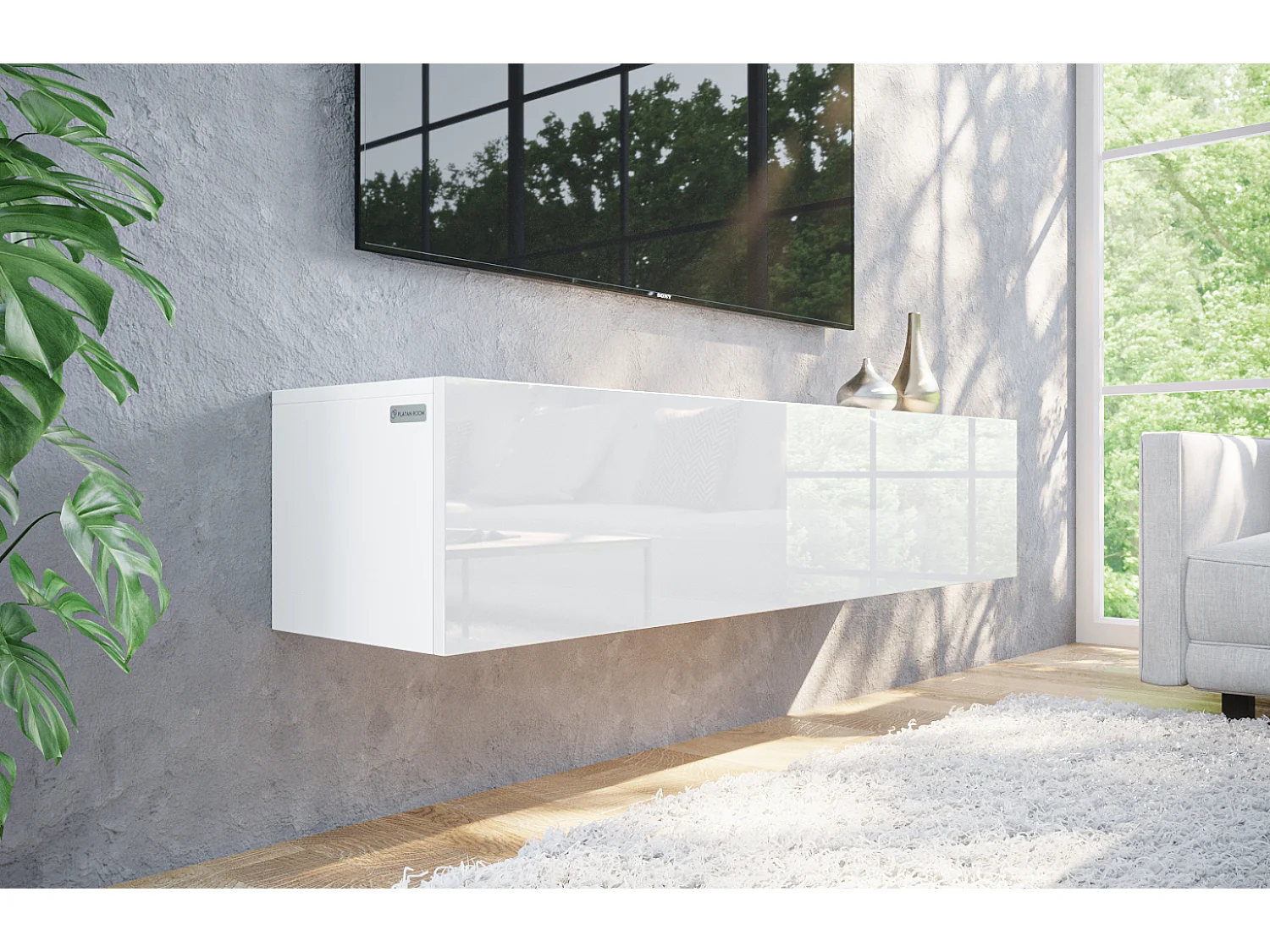 Meuble TV 105 cm 140 cm Banc Télé  Suspendu Banc Télévision Moderne Flottante pour Salon