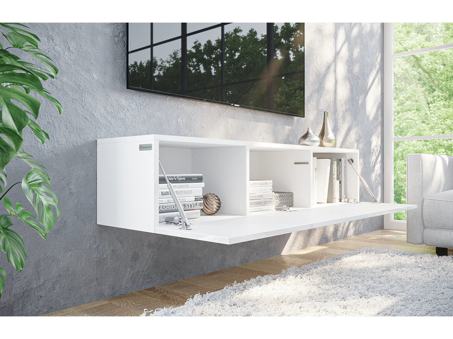 Meuble TV 105 cm 140 cm Banc Télé  Suspendu Banc Télévision Moderne Flottante pour Salon