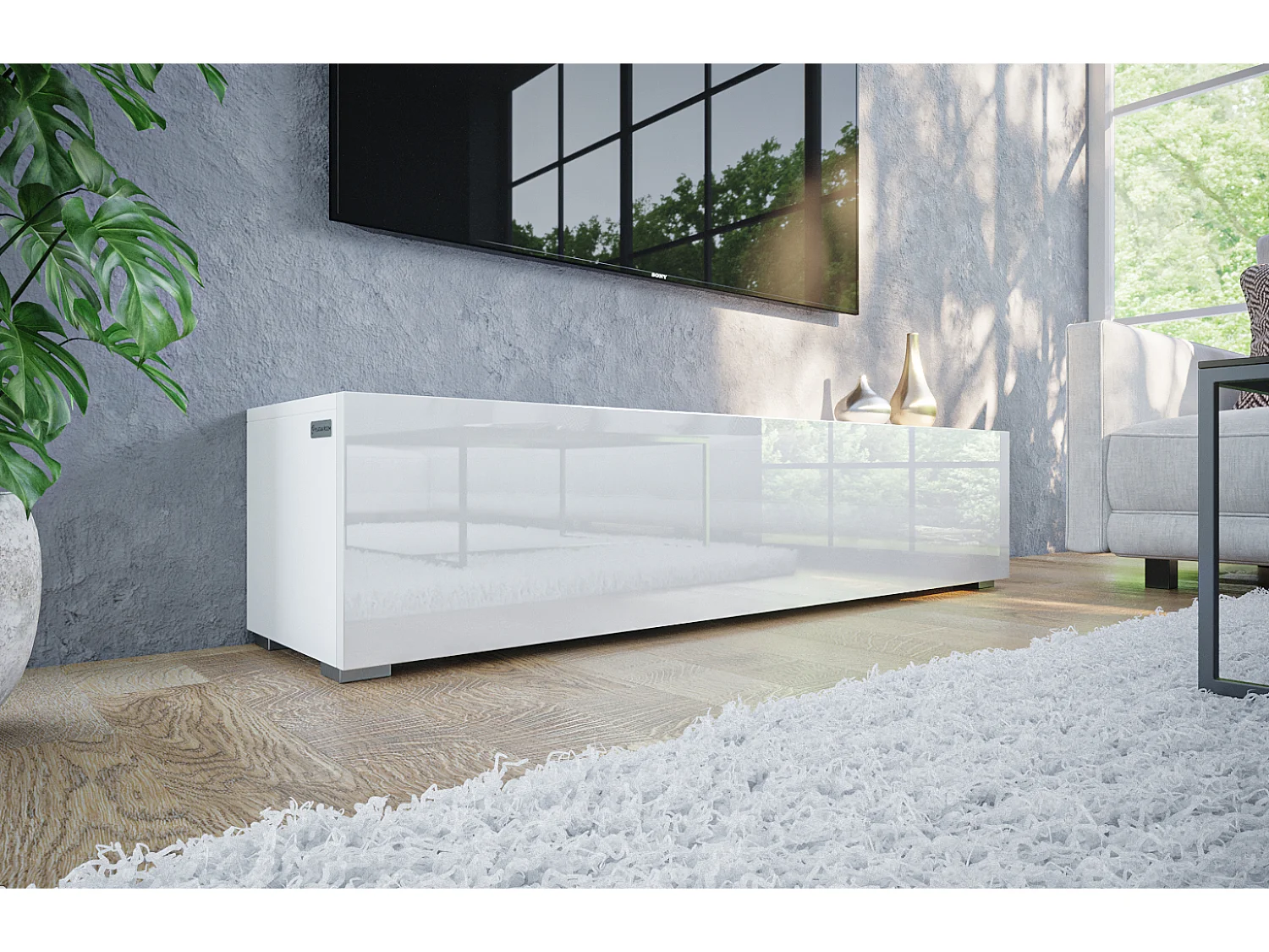 Meuble TV 105 cm 140 cm Banc Télé  Suspendu Banc Télévision Moderne Flottante pour Salon