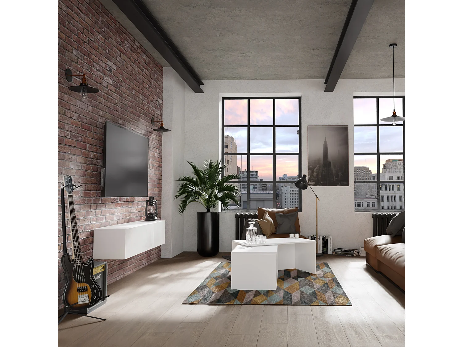 Meuble TV 105 cm 140 cm Banc Télé  Suspendu Banc Télévision Moderne Flottante pour Salon