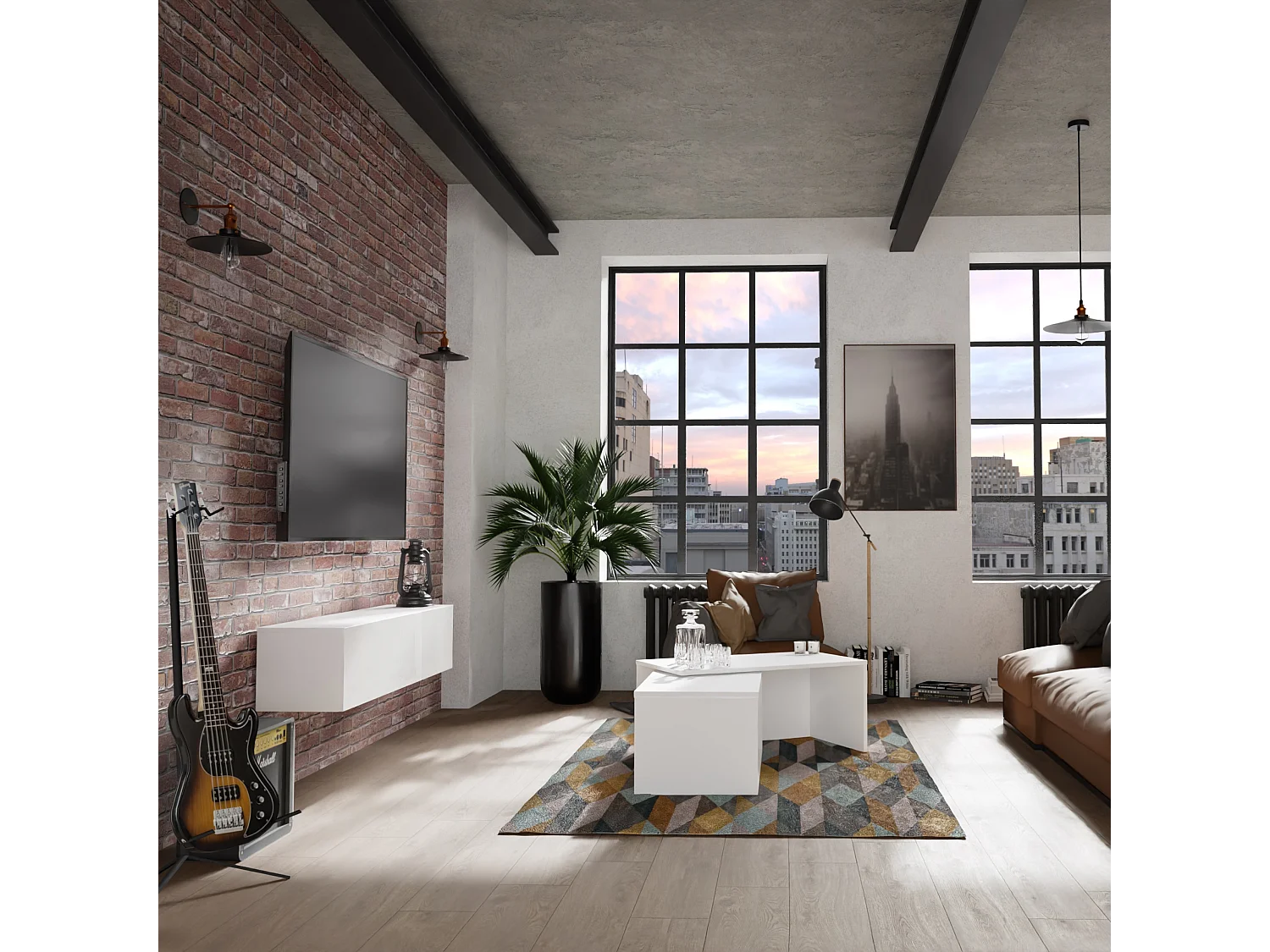 Meuble TV 105 cm 140 cm Banc Télé  Suspendu Banc Télévision Moderne Flottante pour Salon