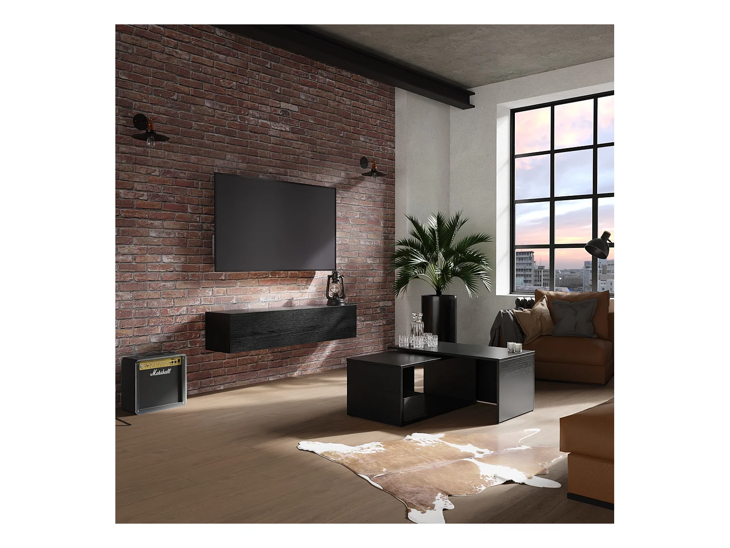 TV-Schrank 105 cm 140 cm Hängendes Modernes Fernsehboard für Wohnzimmer