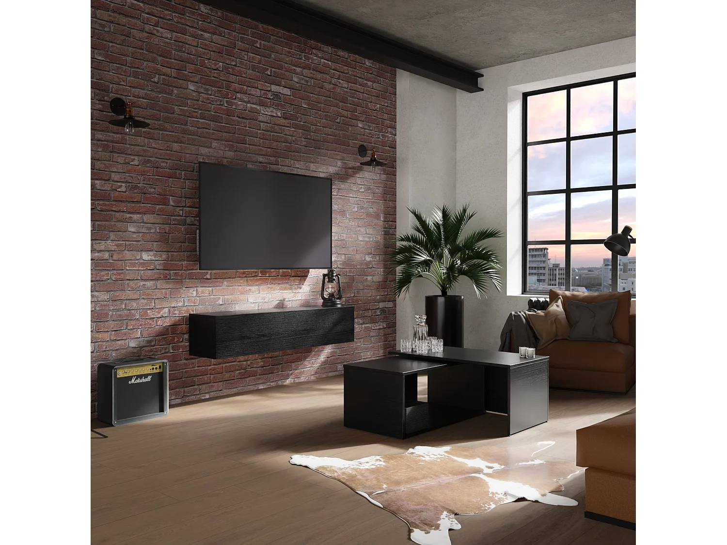 Mueble de TV 105 cm 140 cm Mueble Flotante Moderno para Salón o Pared