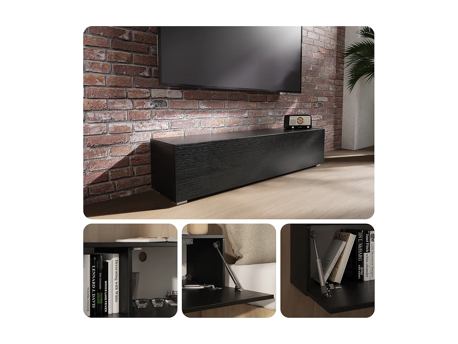 Mueble de TV 105 cm 140 cm Mueble Flotante Moderno para Salón o Pared