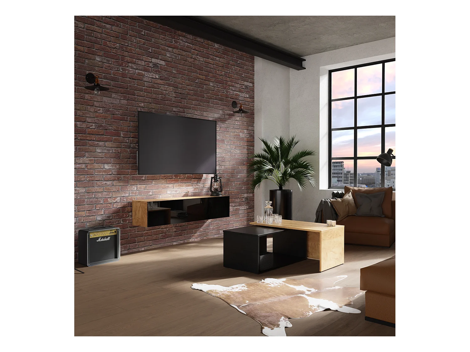 TV-Möbel 105 cm 140 cm Hängendes Fernsehbank Modern für Wohnzimmer