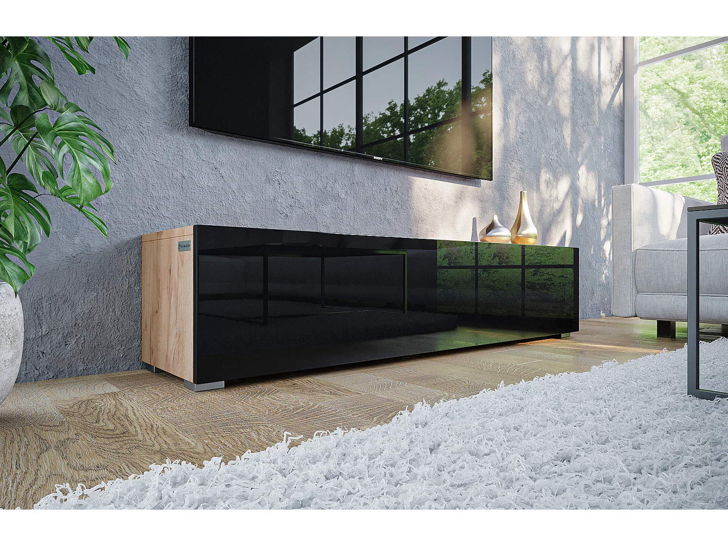 Meuble TV 105 cm 140 cm Banc Télé  Suspendu Banc Télévision Moderne Flottante pour Salon