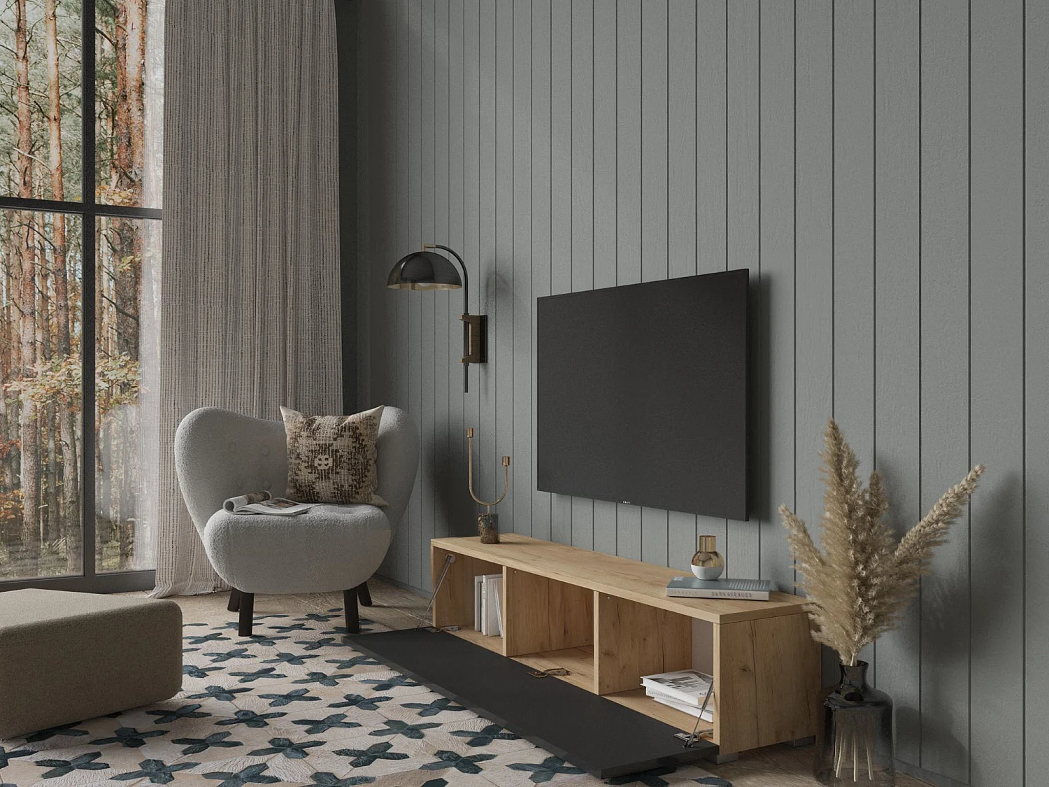 Meuble TV 105 cm 140 cm Banc Télé  Suspendu Banc Télévision Moderne Flottante pour Salon