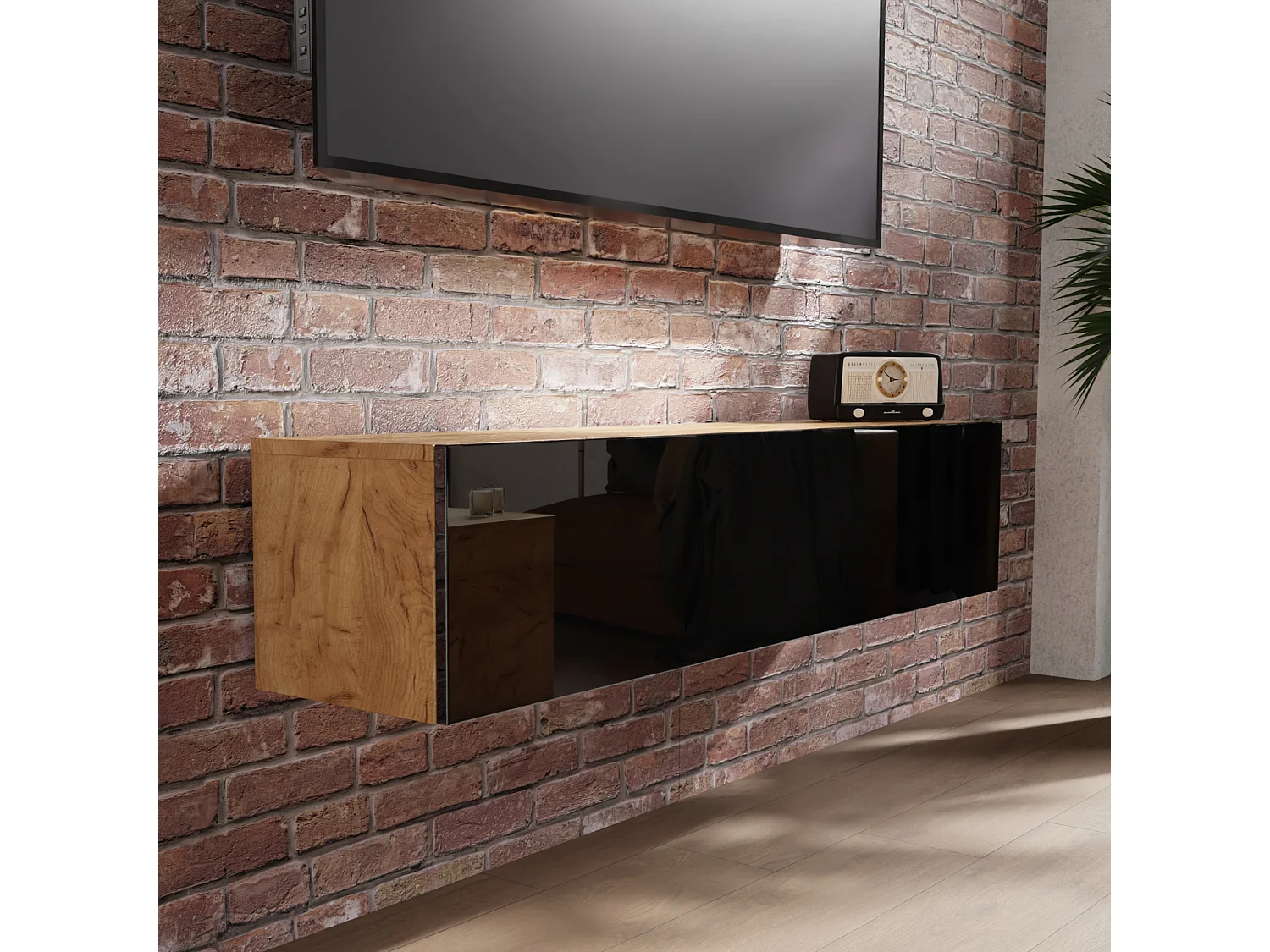Meuble TV 105 cm 140 cm Banc Télé  Suspendu Banc Télévision Moderne Flottante pour Salon